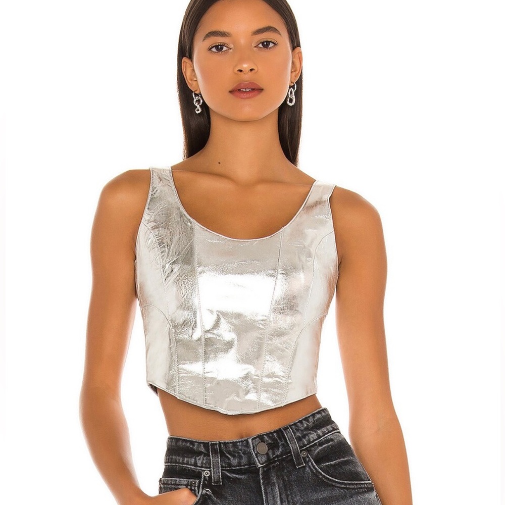 NWT UNDERSTATED LEATHER Mustang Bustier in silver